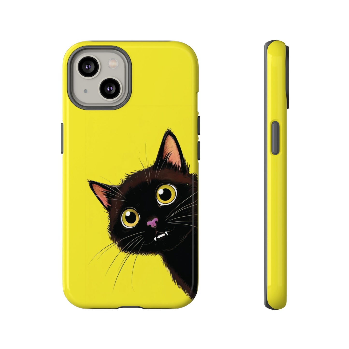 'Cute Cat' Yellow Phone Case