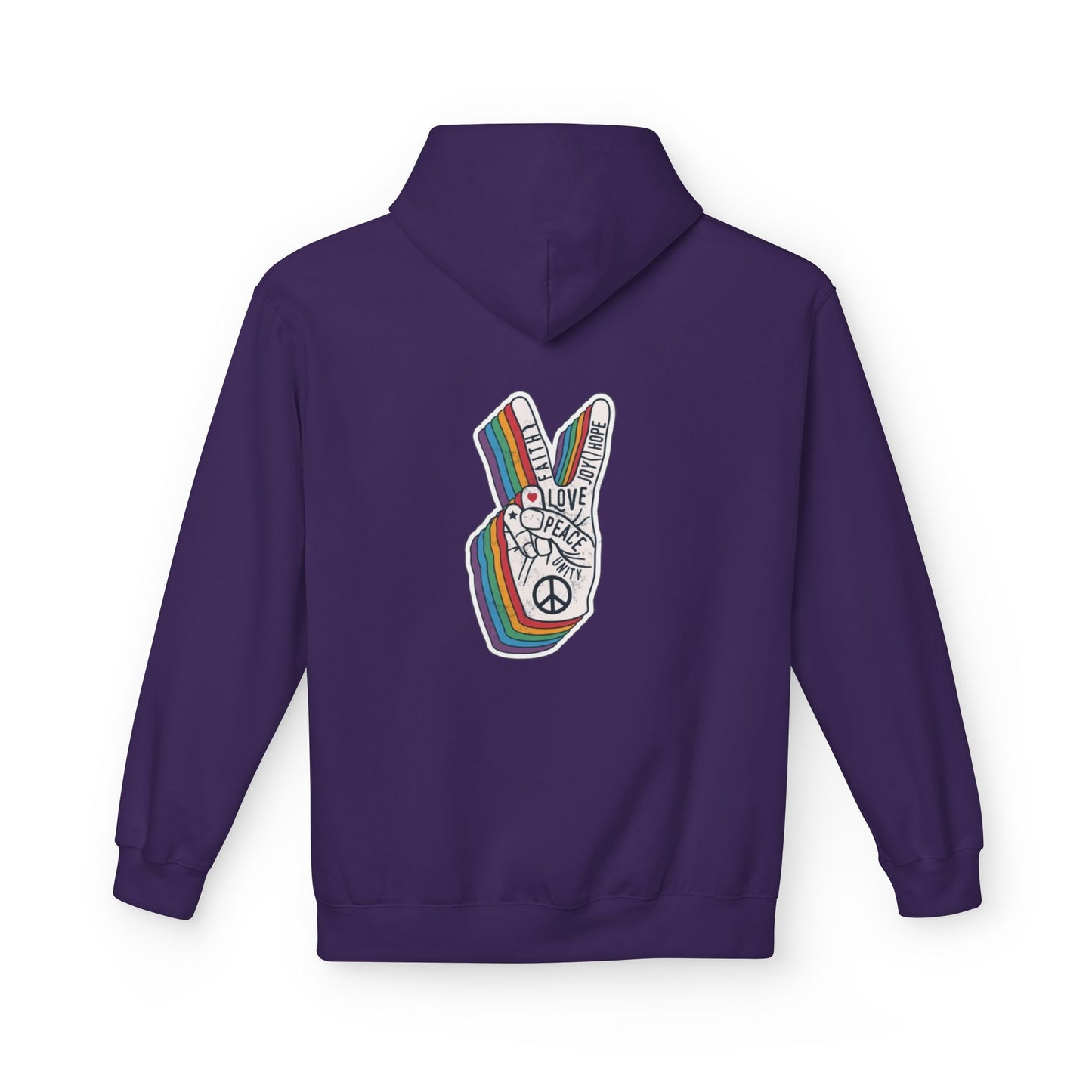 Peace and Love - Cozy Fleece Hoodie - Back design