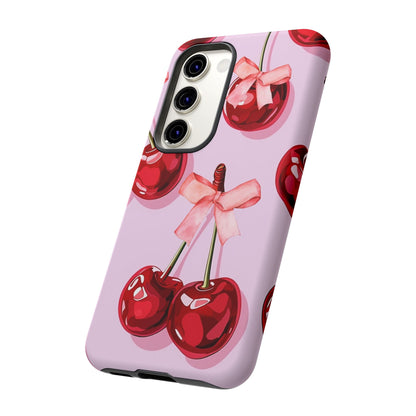 Cherry Ribbon Phone Cases for iPhone, Samsung Galaxy, and Google Pixel