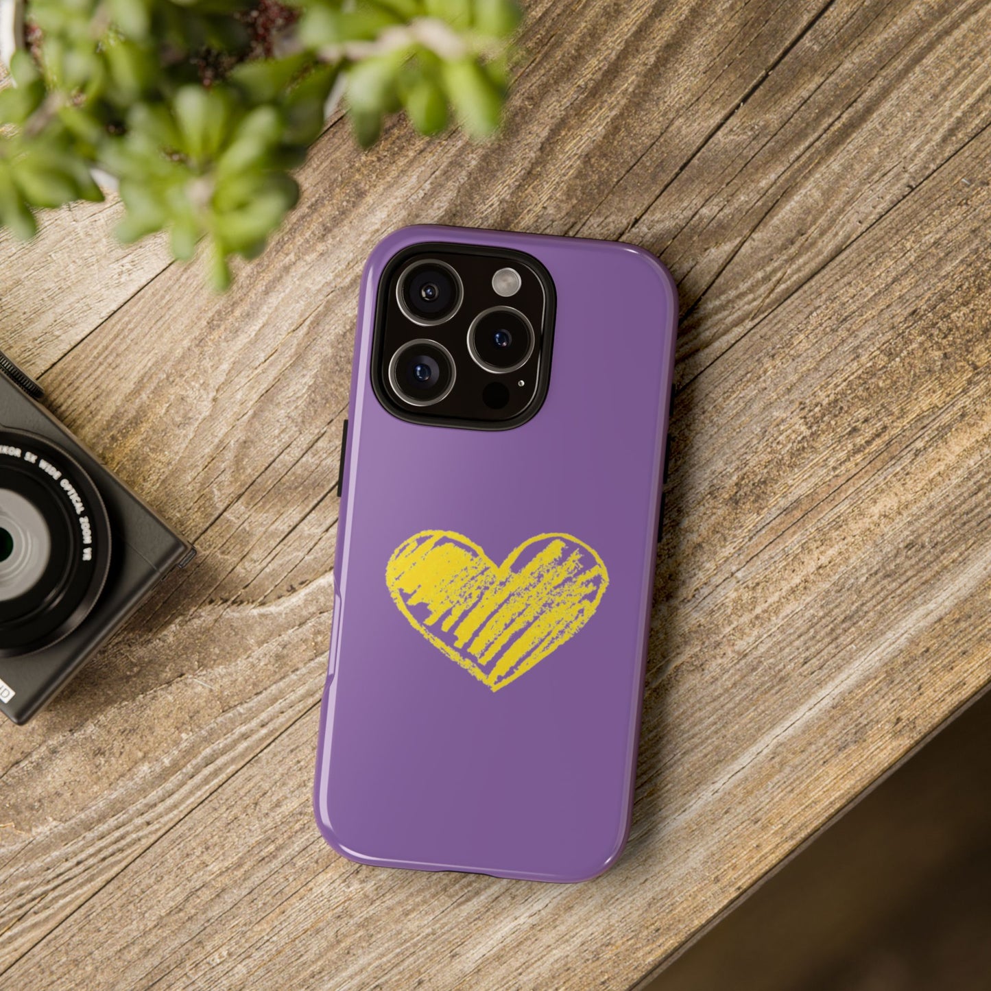 Yellow Heart, Purple Phone Case