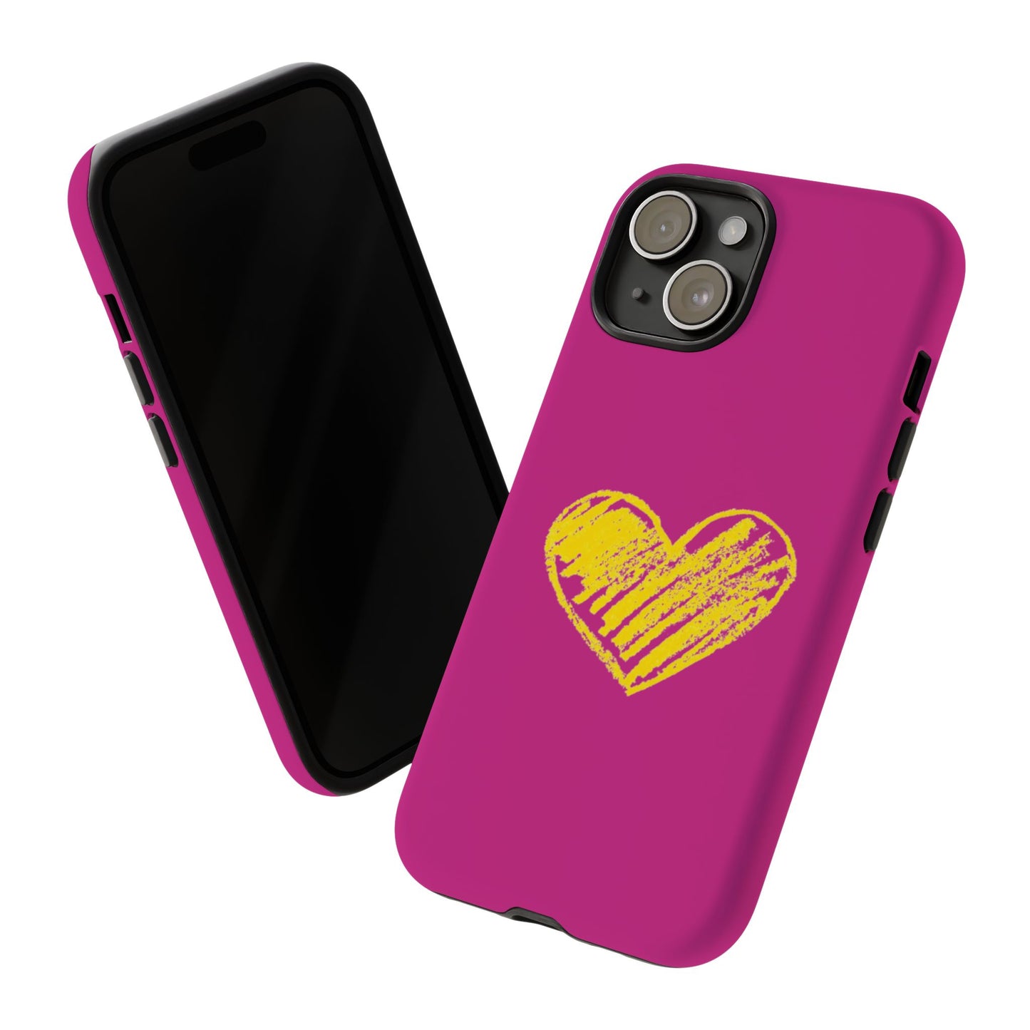 Yellow Heart, Pink Phone Case