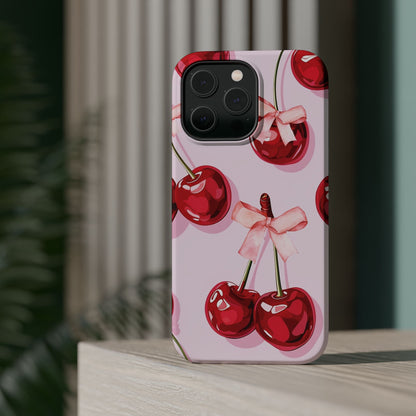 Cherry Ribbon Magnetic iPhone Caes - Durable, flexible, impact-resistant