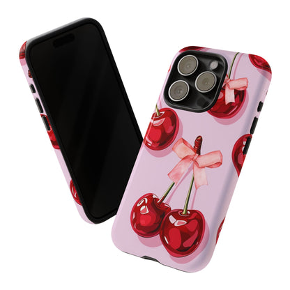 Cherry Ribbon Phone Cases for iPhone, Samsung Galaxy, and Google Pixel