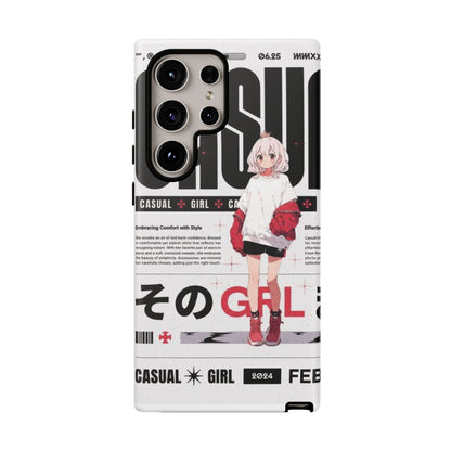 "Casual Girl" Anime Phone Cases for iPhone, Samsung Galaxy, and Google Pixel, Pick your size