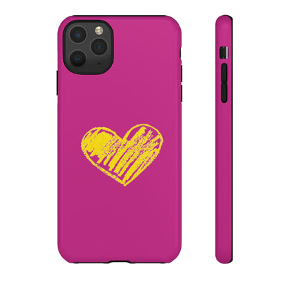 Yellow Heart, Pink Phone Case