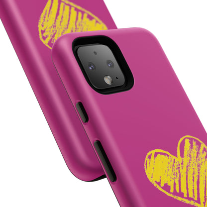 Yellow Heart, Pink Phone Case