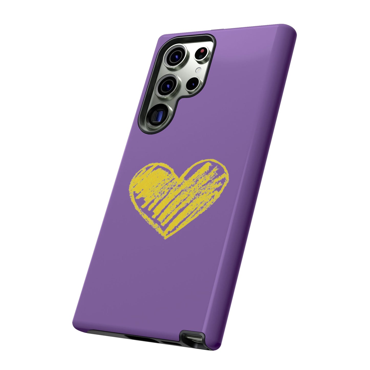 Yellow Heart, Purple Phone Case