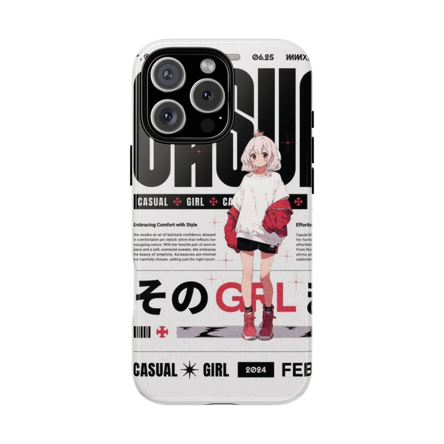 "Casual Girl" Anime Phone Cases for iPhone, Samsung Galaxy, and Google Pixel, Pick your size