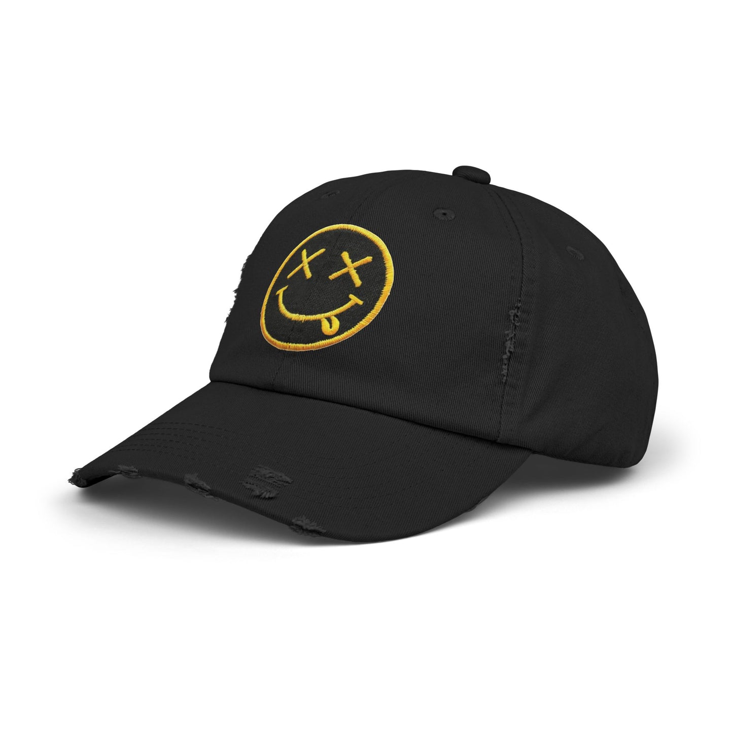 Smiley Face | Unisex Distressed Cap