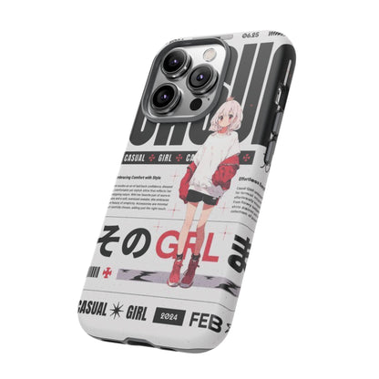 "Casual Girl" Anime Phone Cases for iPhone, Samsung Galaxy, and Google Pixel, Pick your size