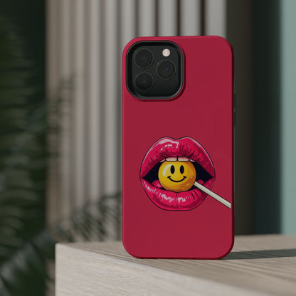 Lips & A Smiley Face Lollipop Magnetic Phone Case