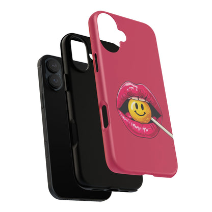 Lips & A Smiley Face Lollipop Phone Case