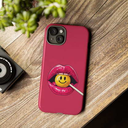 Lips & A Smiley Face Lollipop Phone Case