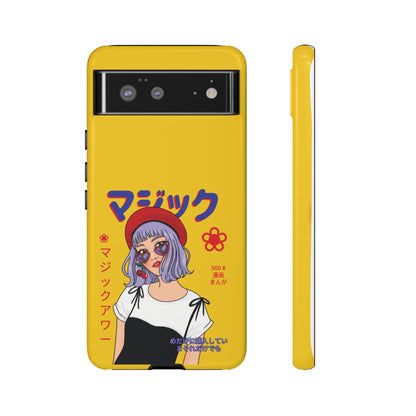 "Anime Cool Girl" Yellow Phone Cases – Bold, Stylish & Made for Any Phone! 💛✨ Pick Your Perfect Fit! -  iPhone, Samsung Galaxy, and Google Pixel