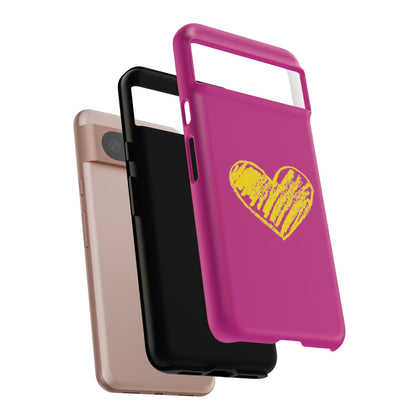 Yellow Heart, Pink Phone Case