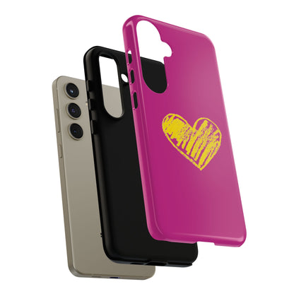 Yellow Heart, Pink Phone Case