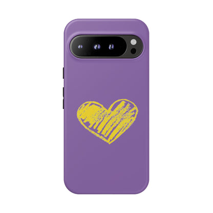 Yellow Heart, Purple Phone Case