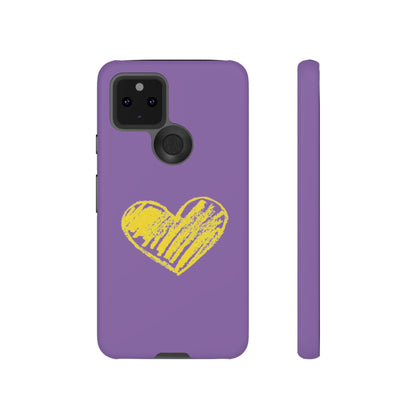 Yellow Heart, Purple Phone Case