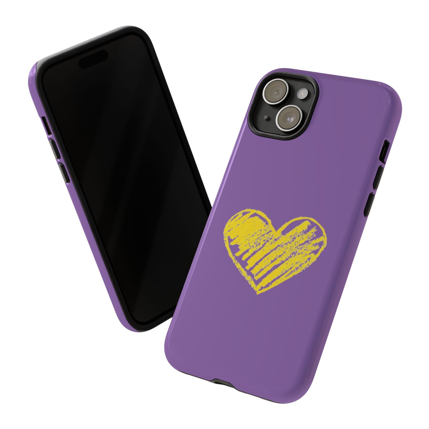 Yellow Heart, Purple Phone Case