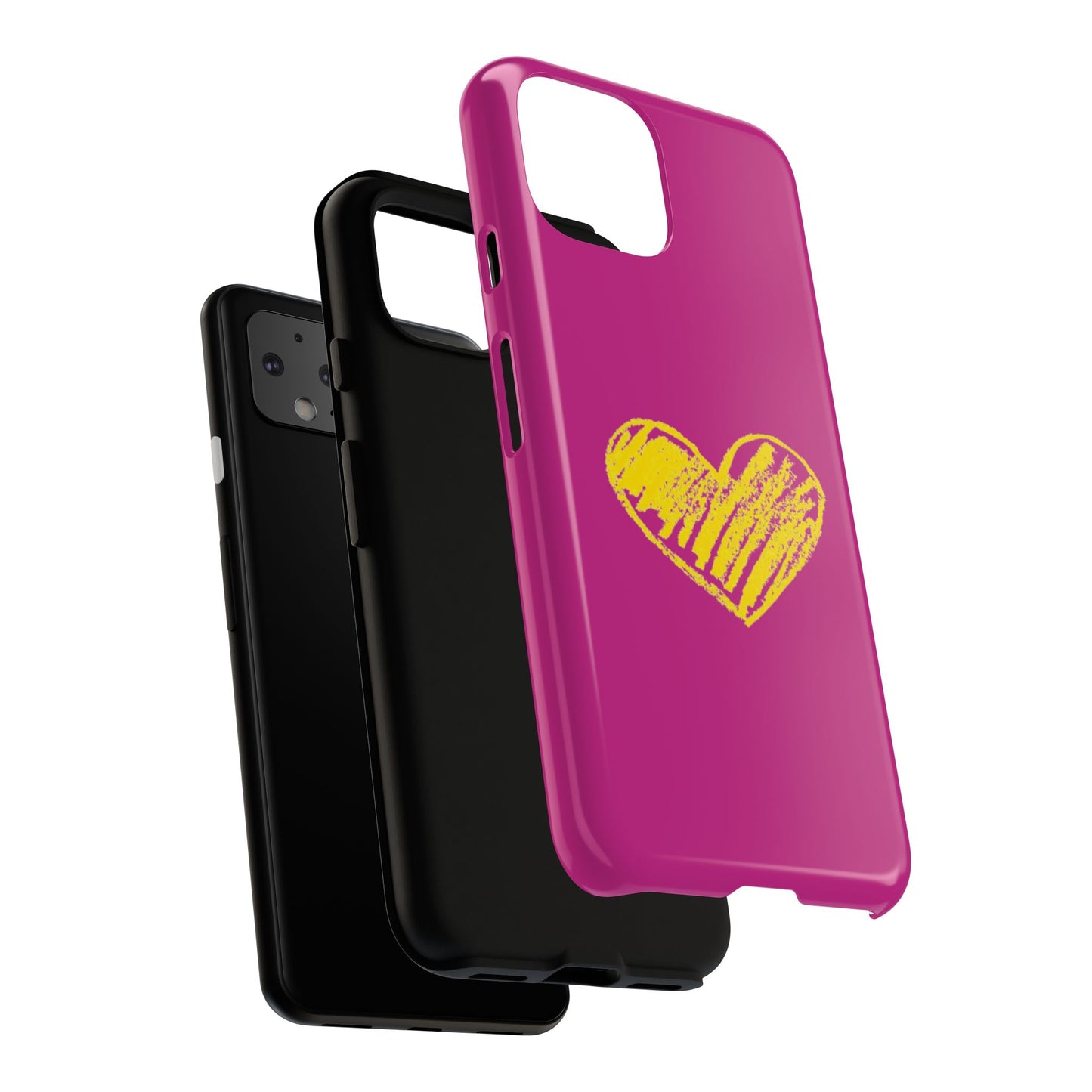 Yellow Heart, Pink Phone Case