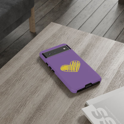 Yellow Heart, Purple Phone Case