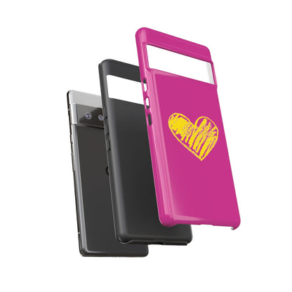 Yellow Heart, Pink Phone Case