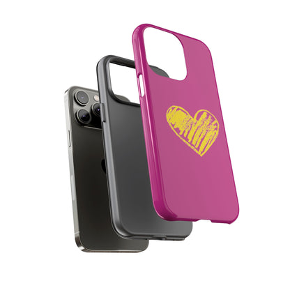 Yellow Heart, Pink Phone Case