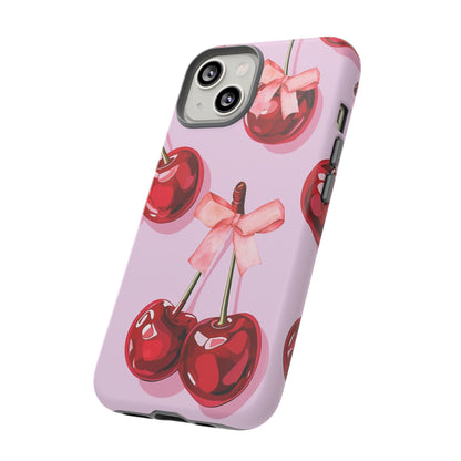 Cherry Ribbon Phone Cases for iPhone, Samsung Galaxy, and Google Pixel