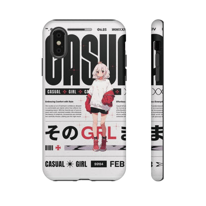 "Casual Girl" Anime Phone Cases for iPhone, Samsung Galaxy, and Google Pixel, Pick your size