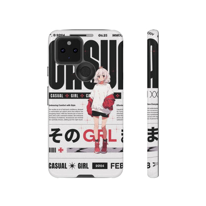 "Casual Girl" Anime Phone Cases for iPhone, Samsung Galaxy, and Google Pixel, Pick your size