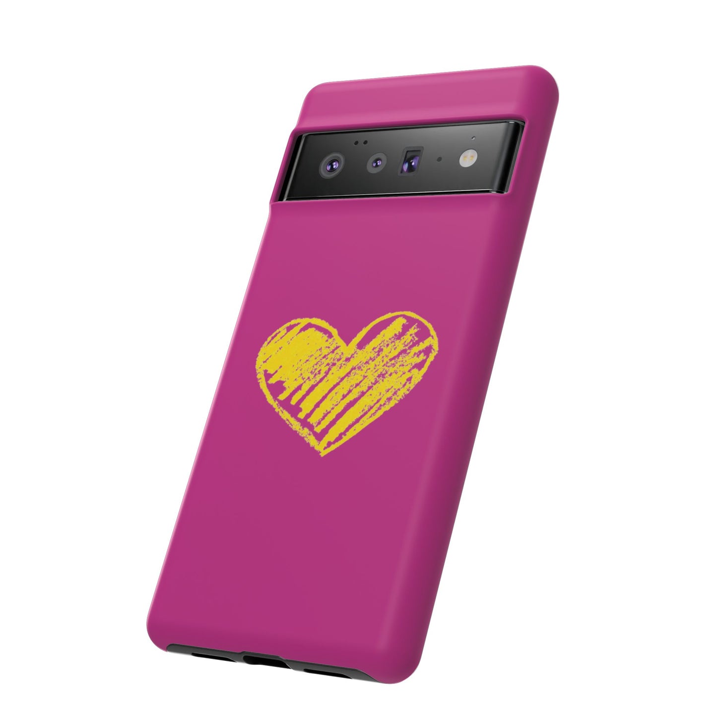 Yellow Heart, Pink Phone Case