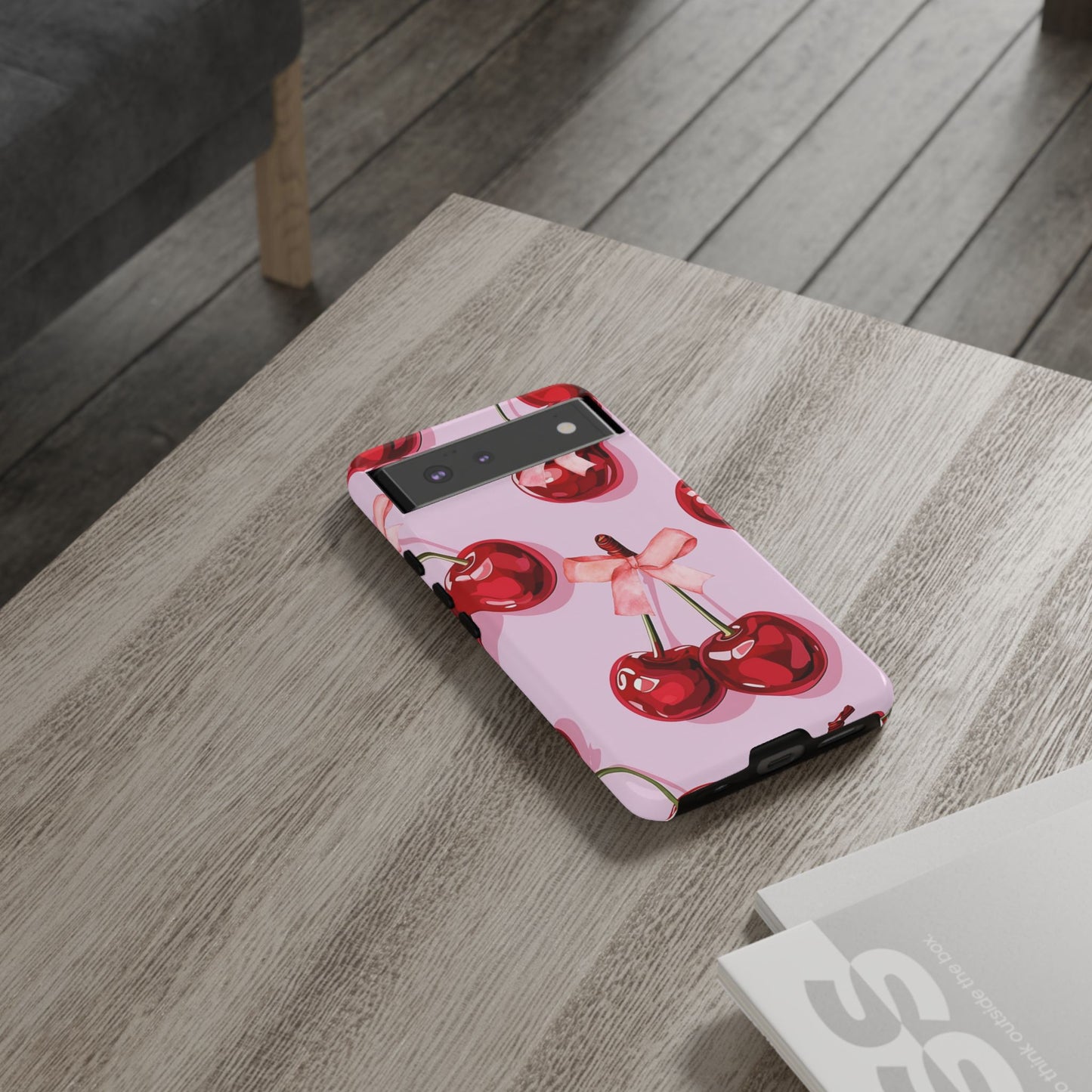 Cherry Ribbon Phone Cases for iPhone, Samsung Galaxy, and Google Pixel