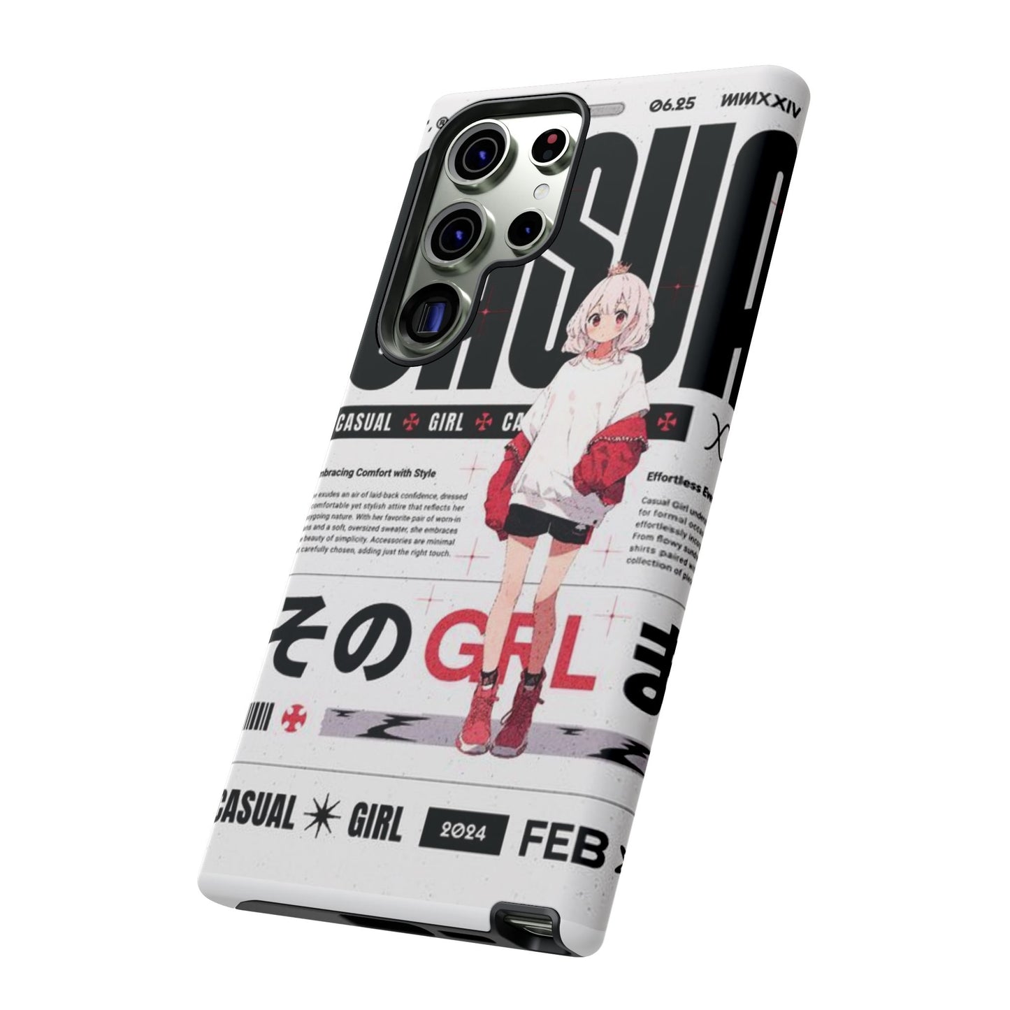 "Casual Girl" Anime Phone Cases for iPhone, Samsung Galaxy, and Google Pixel, Pick your size