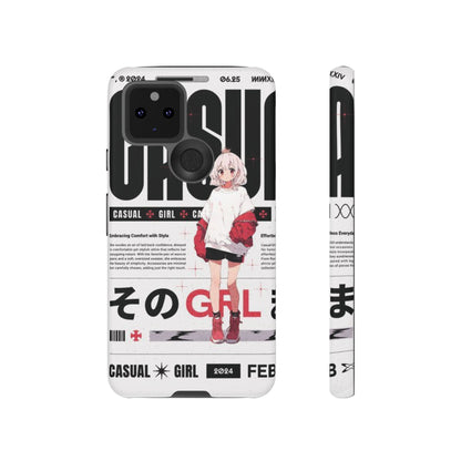 "Casual Girl" Anime Phone Cases for iPhone, Samsung Galaxy, and Google Pixel, Pick your size