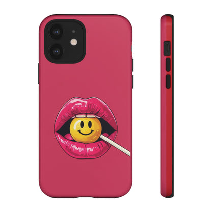 Lips & A Smiley Face Lollipop Phone Case