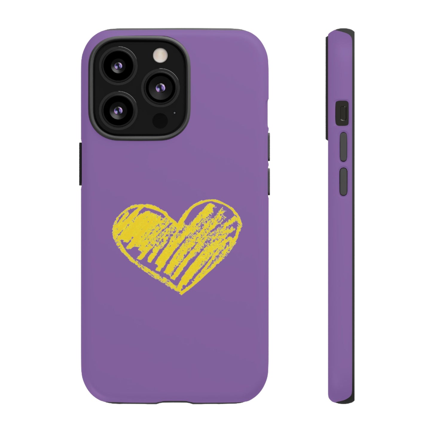 Yellow Heart, Purple Phone Case