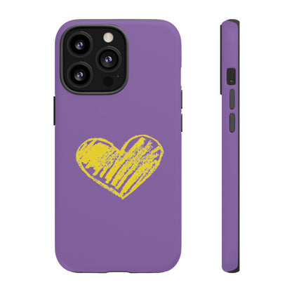 Yellow Heart, Purple Phone Case