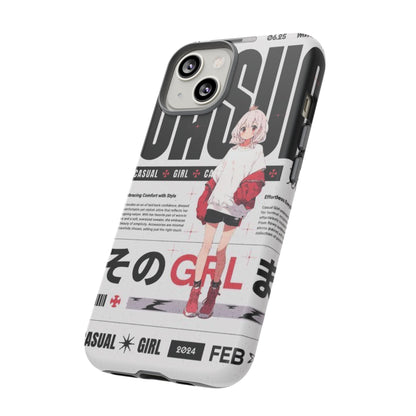 "Casual Girl" Anime Phone Cases for iPhone, Samsung Galaxy, and Google Pixel, Pick your size