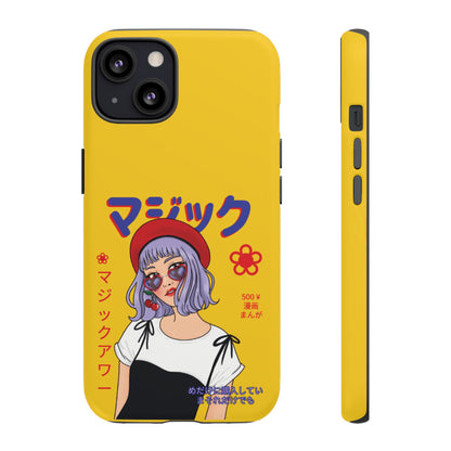 "Anime Cool Girl" Yellow Phone Cases – Bold, Stylish & Made for Any Phone! 💛✨ Pick Your Perfect Fit! -  iPhone, Samsung Galaxy, and Google Pixel