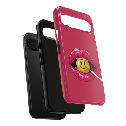 Lips & A Smiley Face Lollipop Phone Case