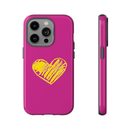 Yellow Heart, Pink Phone Case