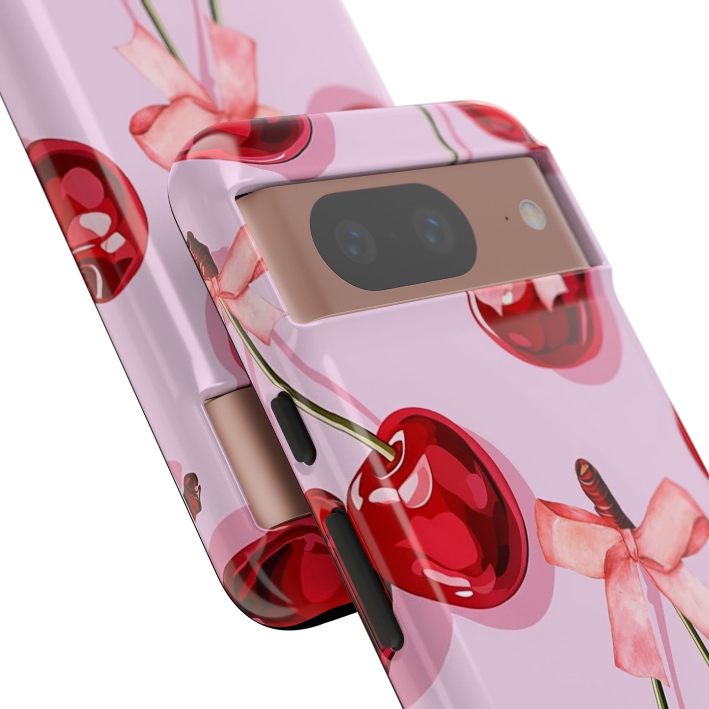 Cherry Ribbon Phone Cases for iPhone, Samsung Galaxy, and Google Pixel