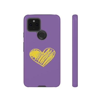 Yellow Heart, Purple Phone Case