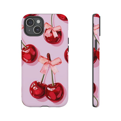 Cherry Ribbon Phone Cases for iPhone, Samsung Galaxy, and Google Pixel