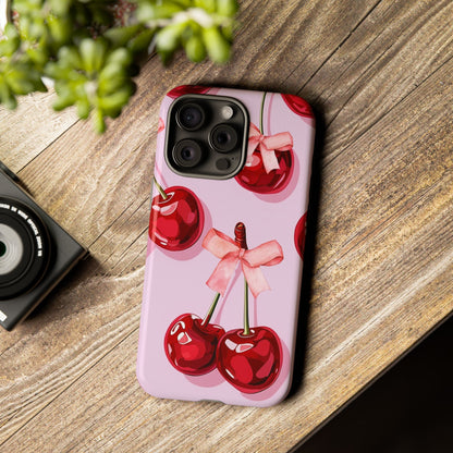 Cherry Ribbon Phone Cases for iPhone, Samsung Galaxy, and Google Pixel