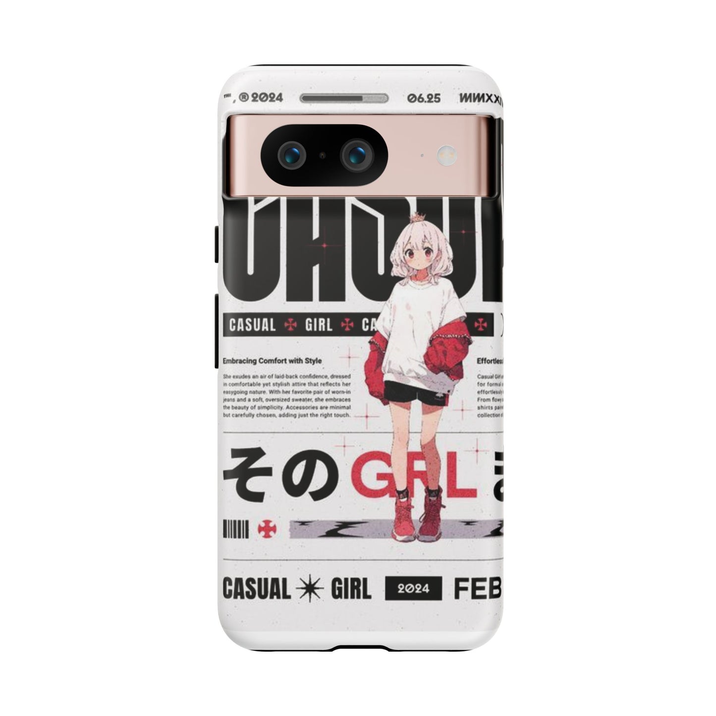 "Casual Girl" Anime Phone Cases for iPhone, Samsung Galaxy, and Google Pixel, Pick your size