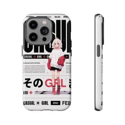 "Casual Girl" Anime Phone Cases for iPhone, Samsung Galaxy, and Google Pixel, Pick your size