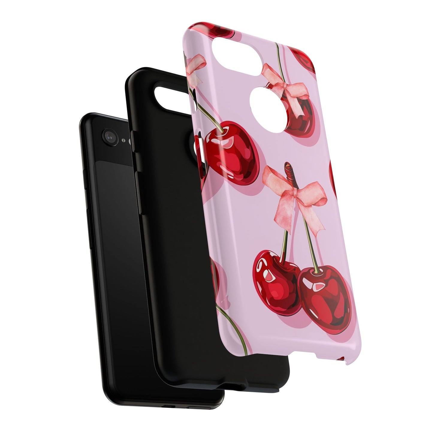 Cherry Ribbon Phone Cases for iPhone, Samsung Galaxy, and Google Pixel