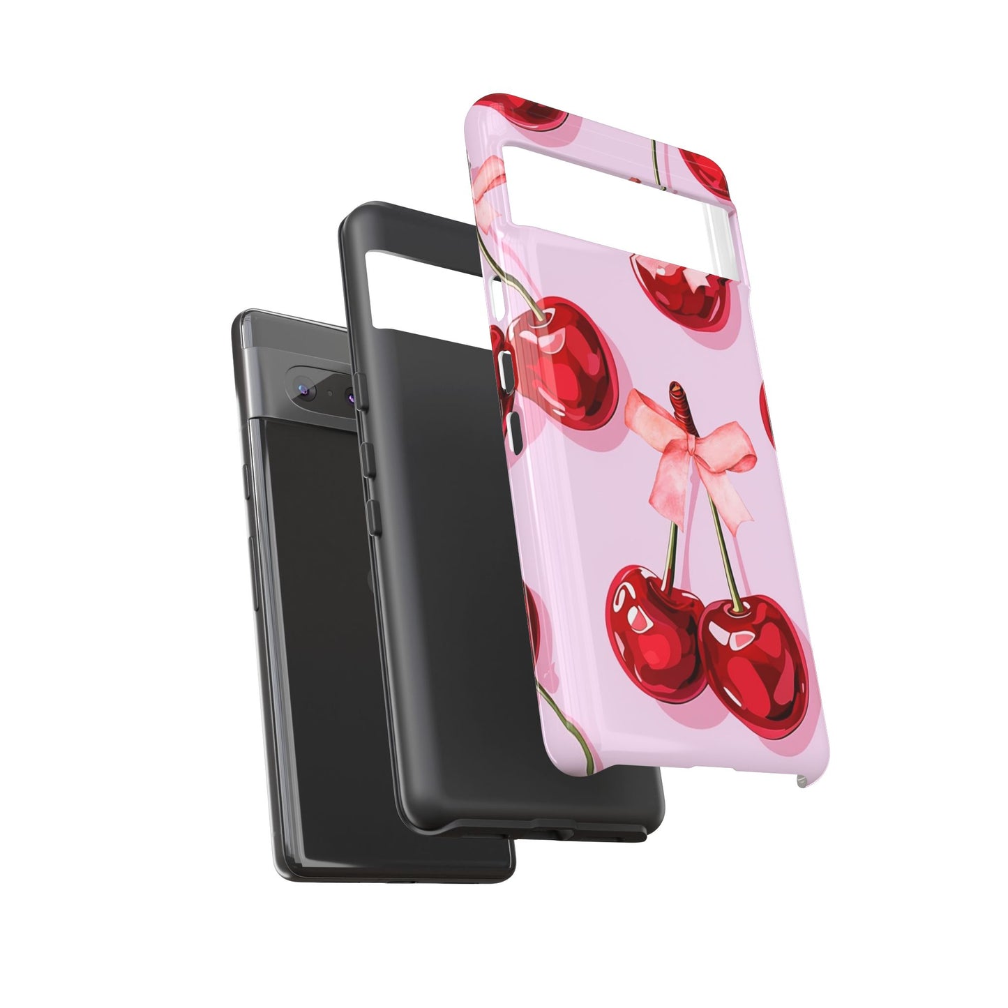 Cherry Ribbon Phone Cases for iPhone, Samsung Galaxy, and Google Pixel