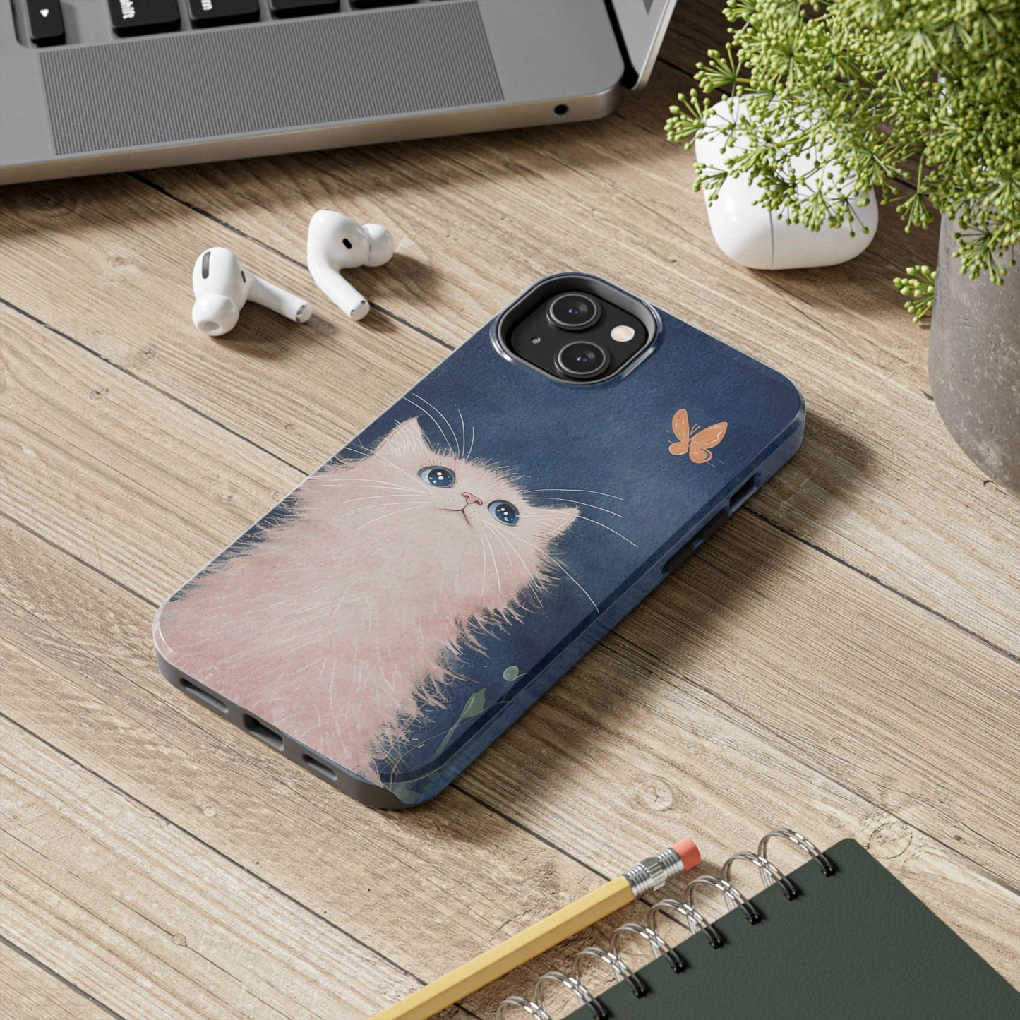 Cute Cat & Butterfly iPhone Case